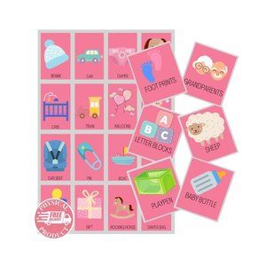 Baby Shower Games - 50 Boards Girl - Baby Gender Reveal Games - Invitations